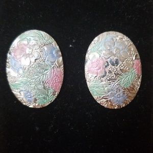 Vintage painted metal earrings